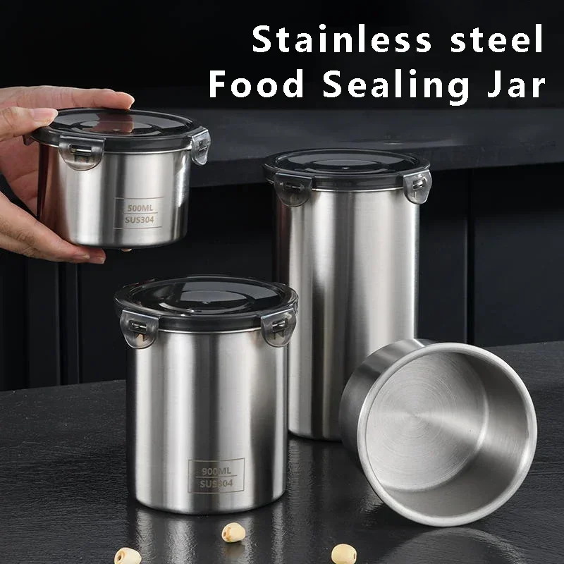 Coffee Tea And Sugar Canisters - حاوية طعام من الفولاذ المقاوم للصدأ،