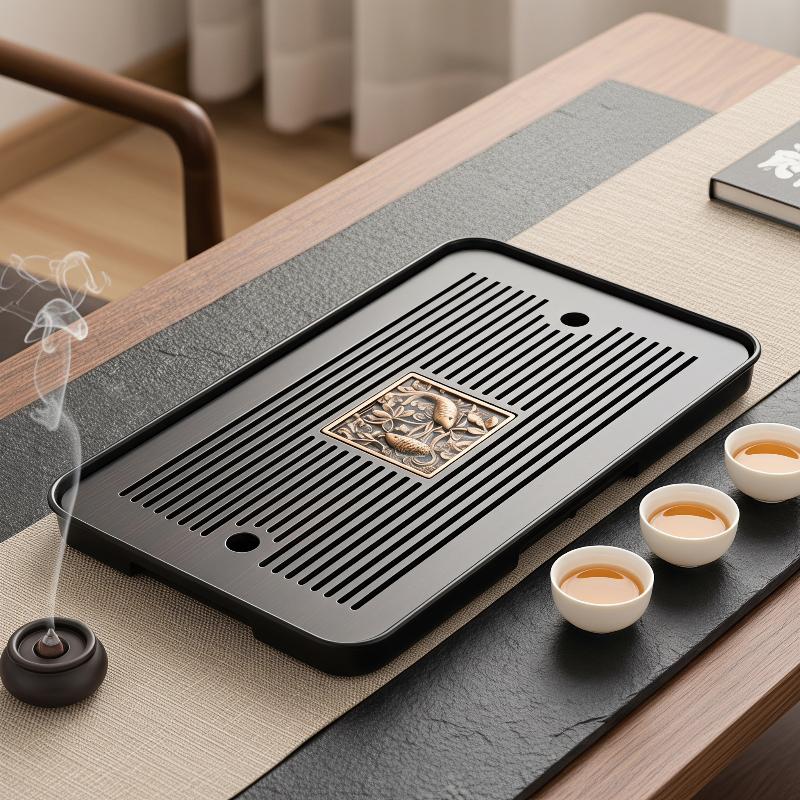 Bamboo Tea Tray - صينية شاي خشبية مزدوجة الطبقات مع