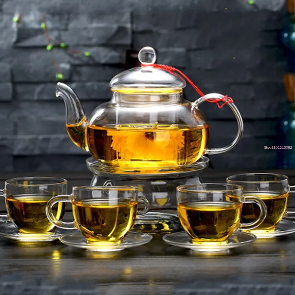 Bamboo Tea Tray - طقم شاي زجاجي أنيق إبريق شاي