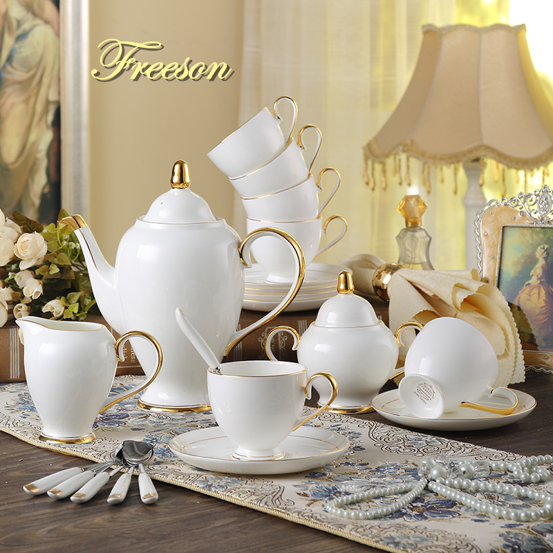 Coffee Tea Jug - نعمة العظام الصين طقم القهوة الذهب
