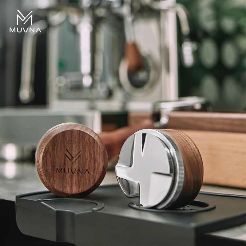 Coffee Tamper Leveler - موزع قهوة من خشب الجوز من