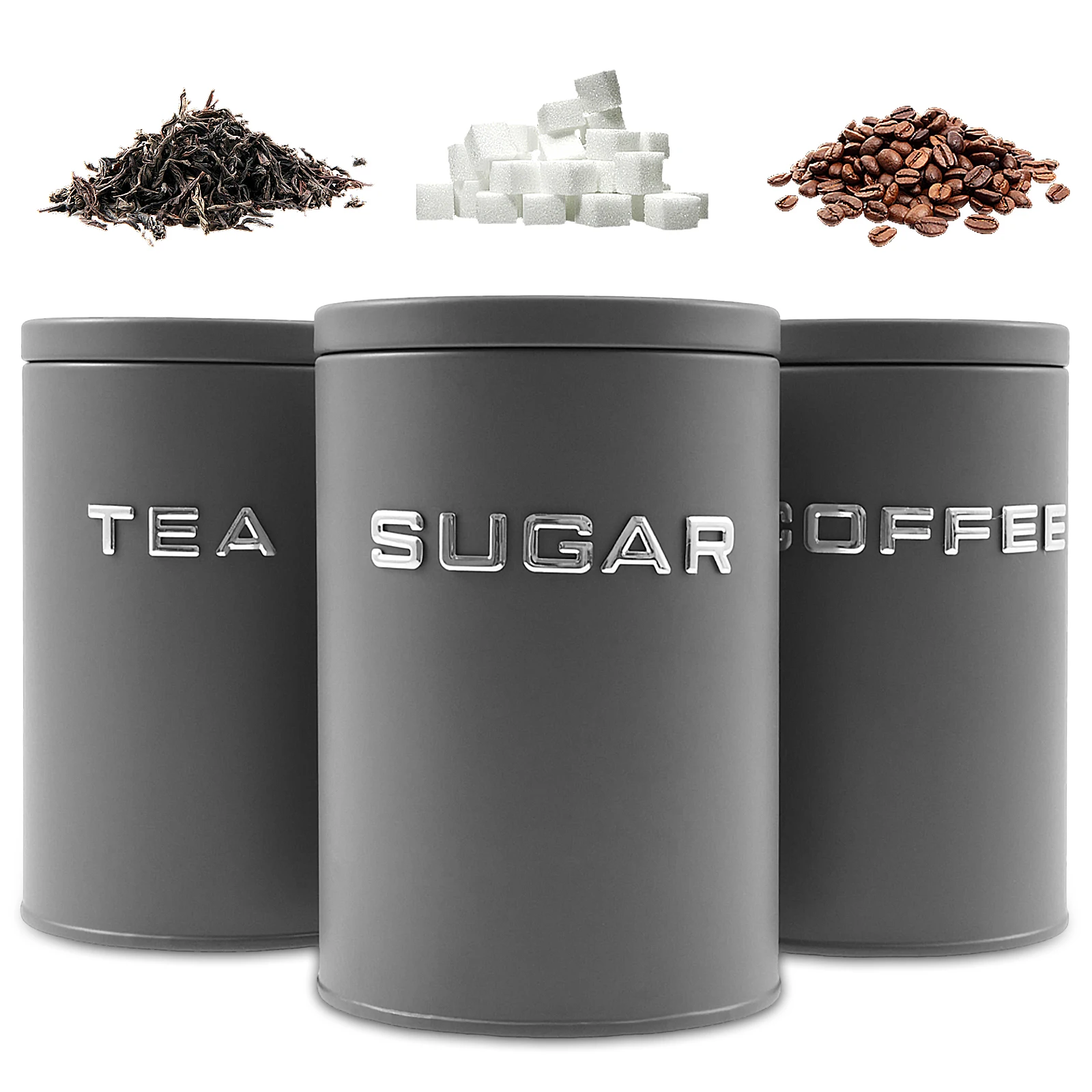 Coffee Tea And Sugar Canisters - 3 قطعة علبة الشاي والقهوة والسكر