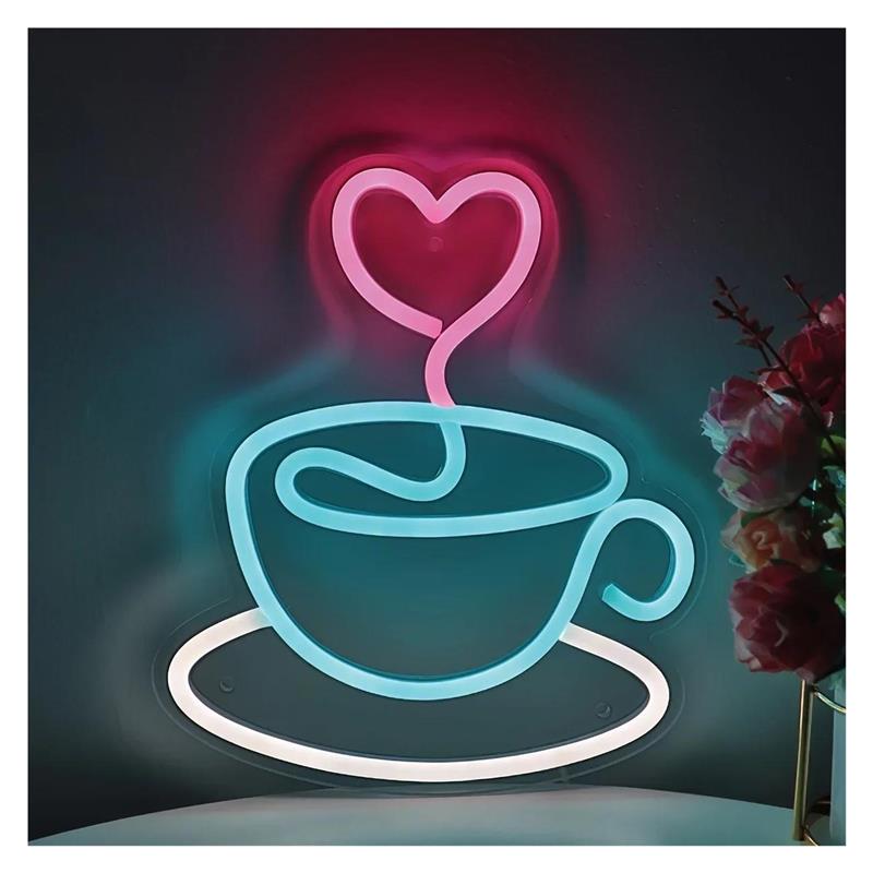 Coffee Tea Neon Sign - لافتة نيون على شكل كوب قهوة،