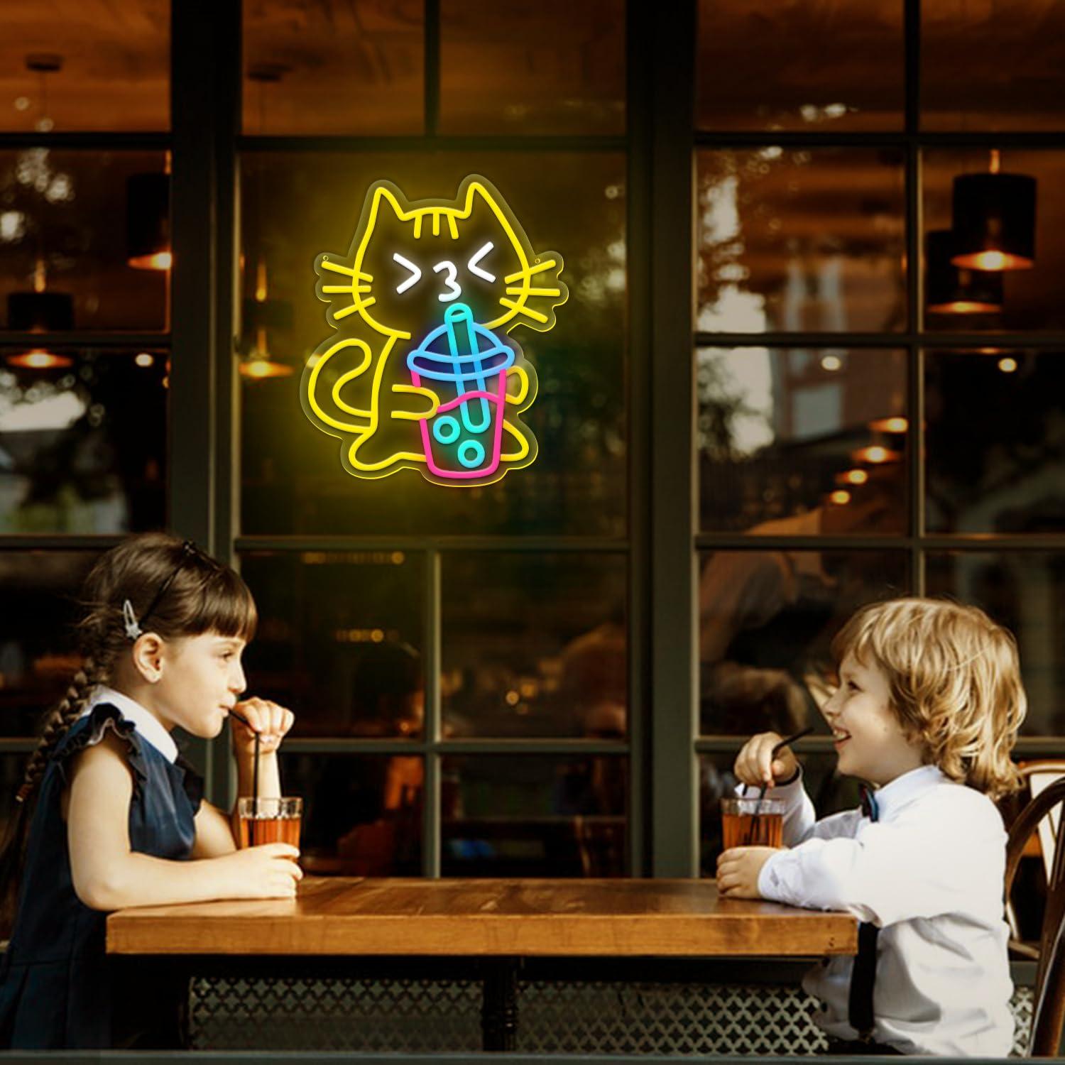 لافتة نيون على شكل قطة لمحلات  - مراجعة Coffee Tea Neon Sign وسعره