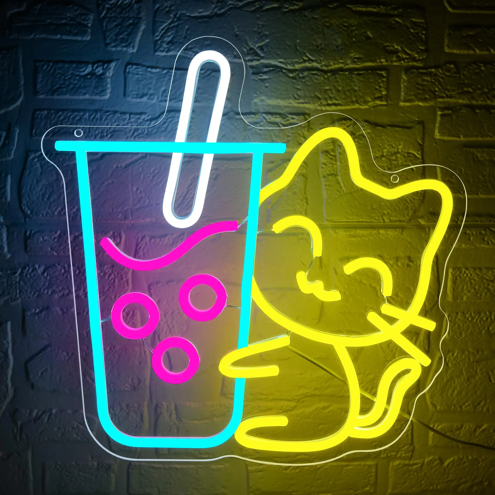 القط بوبا الشاي النيون تسجيل ل - مراجعة Coffee Tea Neon Sign وسعره
