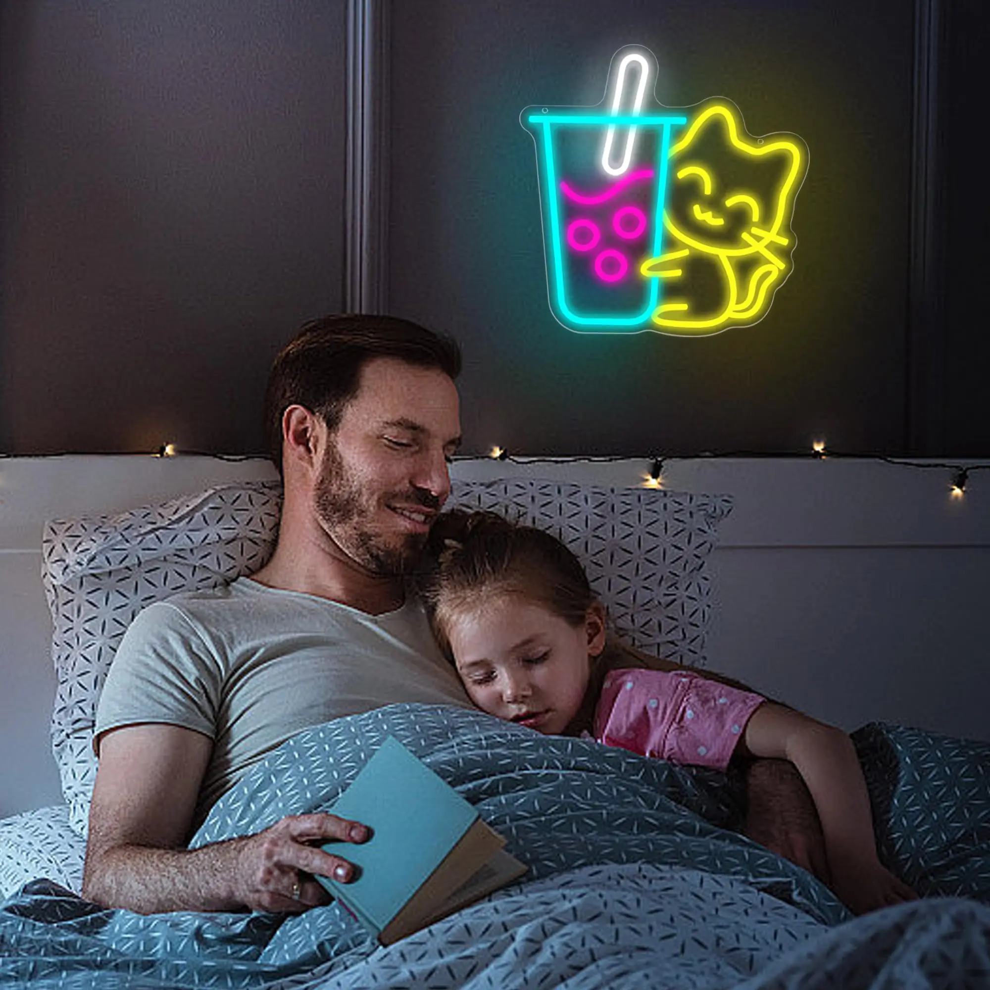 القط بوبا الشاي النيون تسجيل ل - مراجعة Coffee Tea Neon Sign وسعره