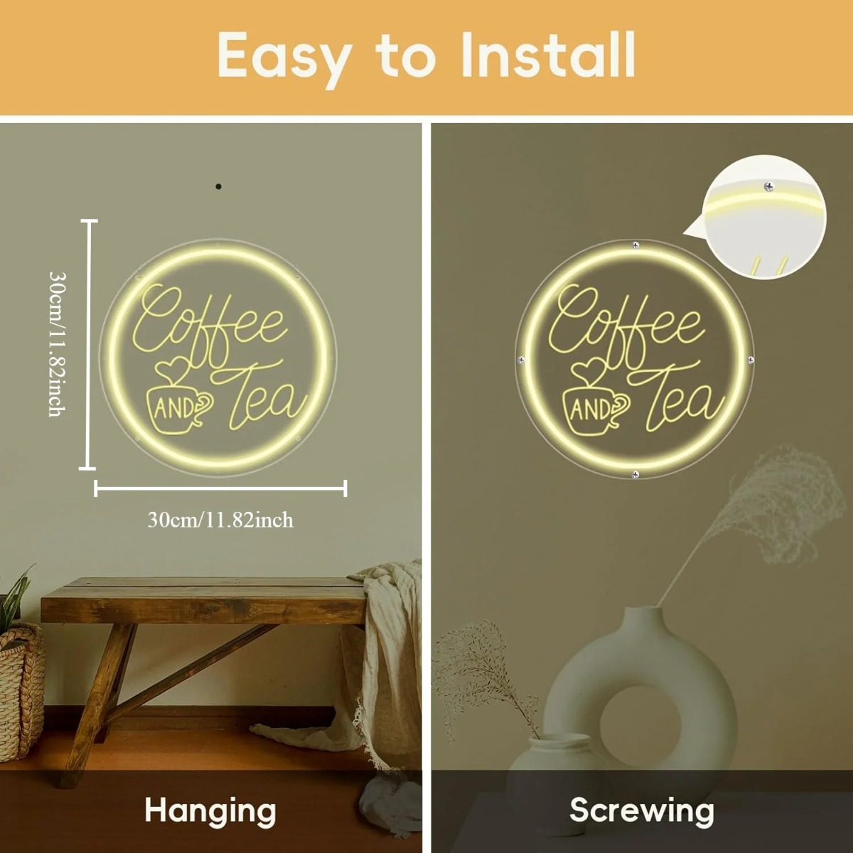 لافتة نيون للقهوة والشاي، لافت - مراجعة Coffee Tea Neon Sign وسعره
