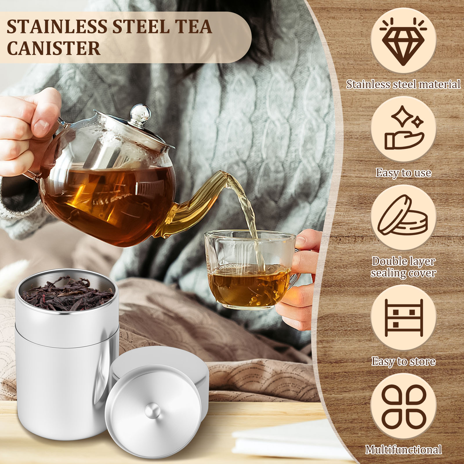 الفولاذ المقاوم للصدأ أوراق ال - مراجعة Coffee Tea And Sugar Canisters وسعره