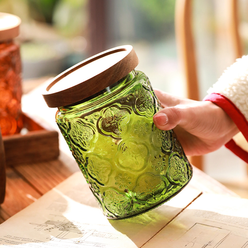 برطمان تخزين زجاجي بغطاء خشبي  - مراجعة Coffee Tea Jug وسعره