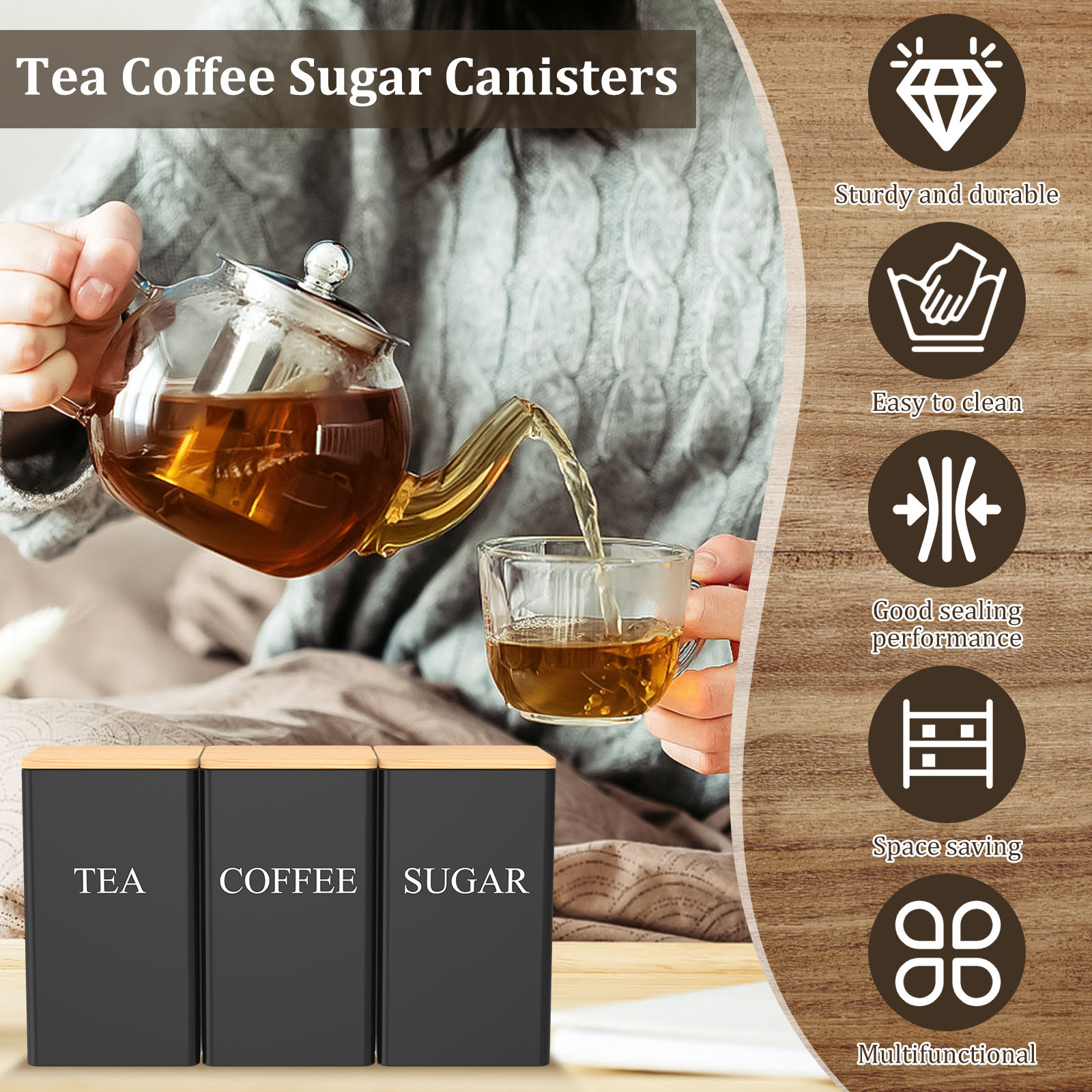 جرة تخزين حبوب البن، حاوية معد - مراجعة Coffee Tea And Sugar Canisters وسعره