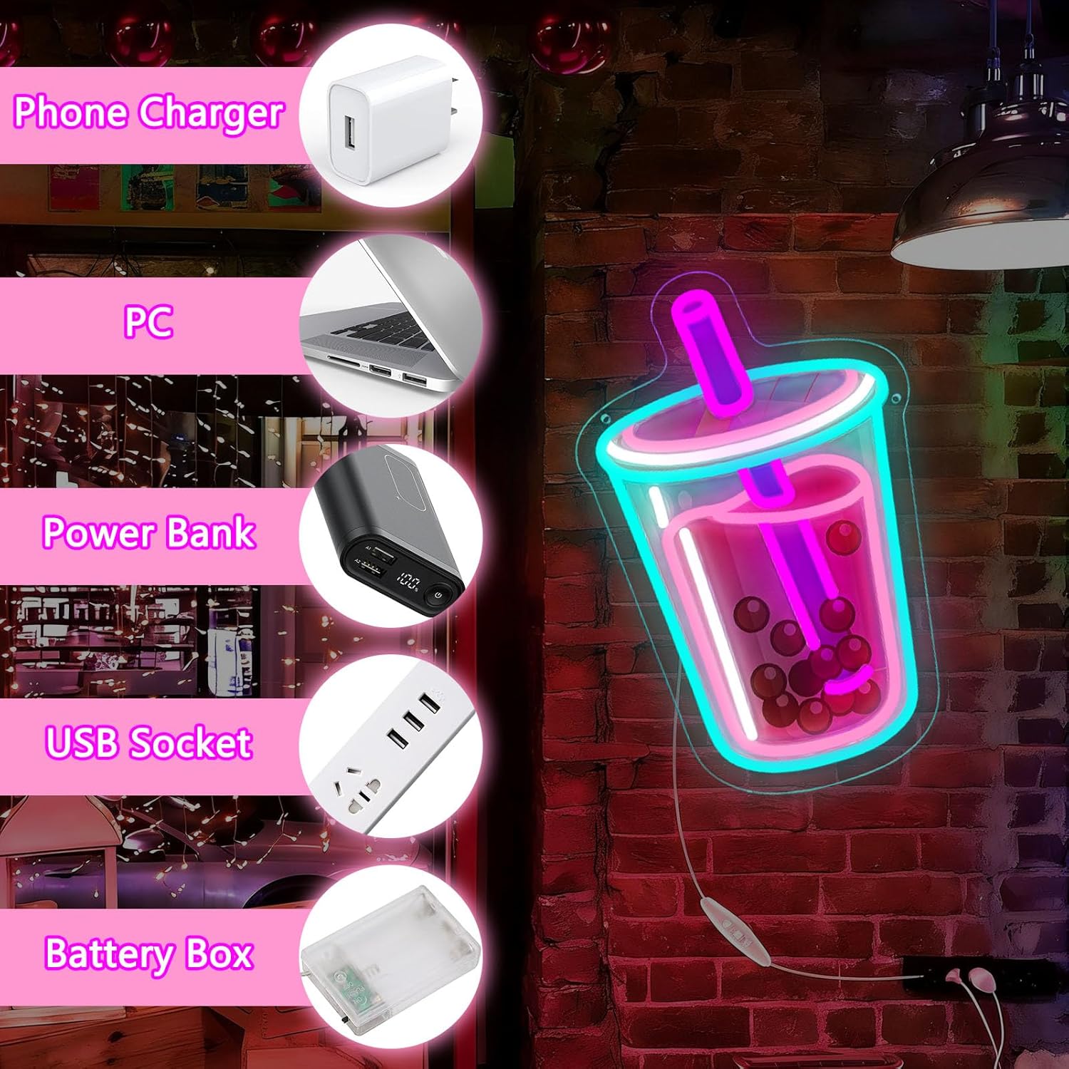 لافتة نيون لشاي الفقاعات تعمل  - مراجعة Coffee Tea Neon Sign وسعره